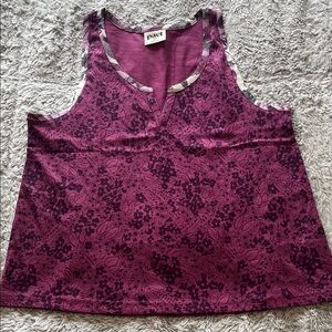 Pact organic cotton maroon Floral Tank Top